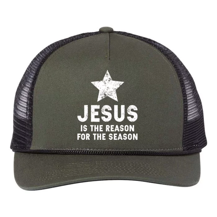 Girls Jesus Is The Reason For The Season Christmas Christian Retro Rope Trucker Hat Cap