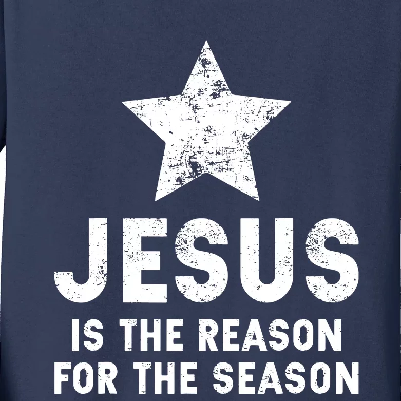 Girls Jesus Is The Reason For The Season Christmas Christian Kids Long Sleeve Shirt