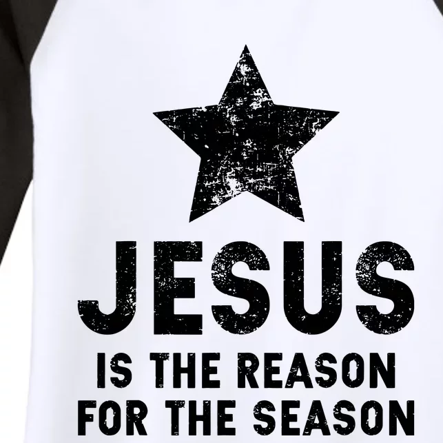 Girls Jesus Is The Reason For The Season Christmas Christian Women's Tri-Blend 3/4-Sleeve Raglan Shirt