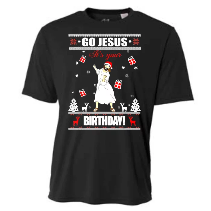 Go Jesus ItS Your Birthday Funny Christian Ugly Christmas Cooling Performance Crew T-Shirt