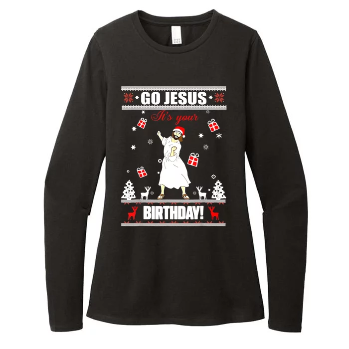 Go Jesus ItS Your Birthday Funny Christian Ugly Christmas Womens CVC Long Sleeve Shirt