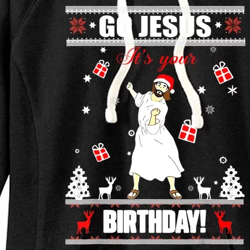 Go Jesus ItS Your Birthday Funny Christian Ugly Christmas Women's Fleece Hoodie