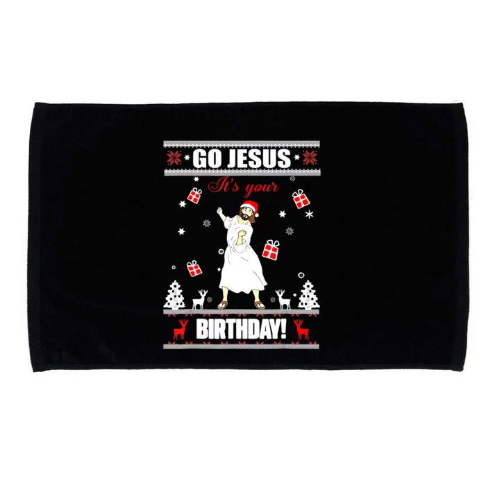 Go Jesus ItS Your Birthday Funny Christian Ugly Christmas Microfiber Hand Towel