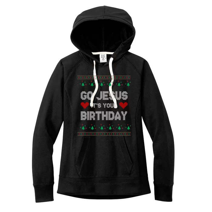 Go Jesus It's Your Birthday Ugly Christmas Party Women's Fleece Hoodie