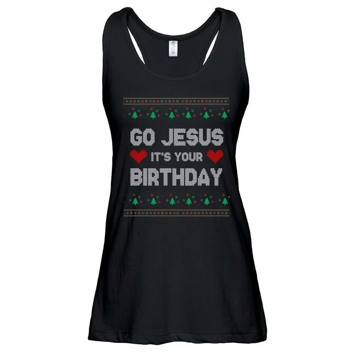 Go Jesus It's Your Birthday Ugly Christmas Party Ladies Essential Flowy Tank