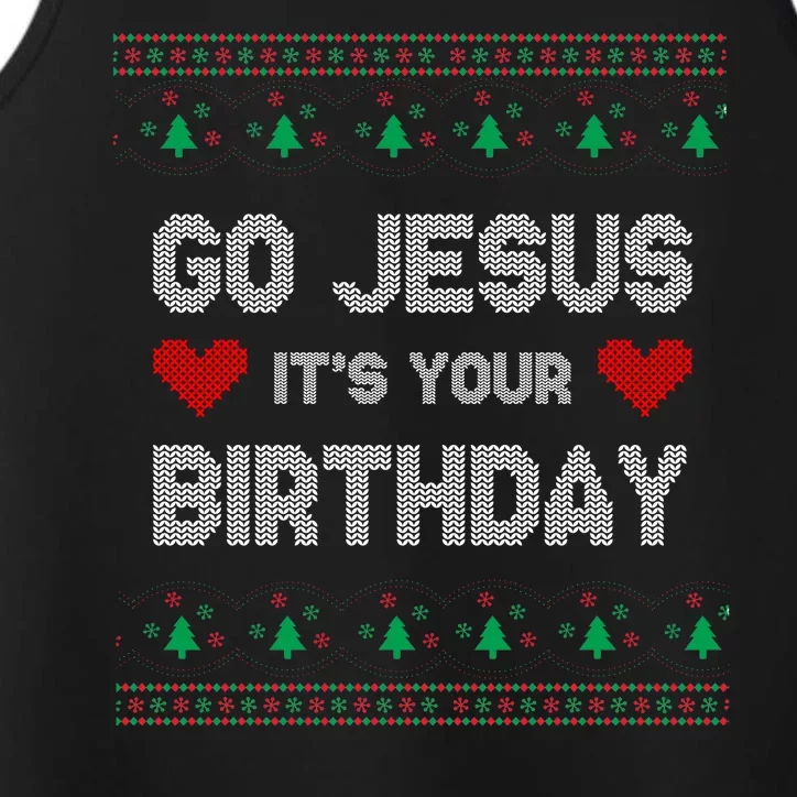 Go Jesus It's Your Birthday Ugly Christmas Party Performance Tank