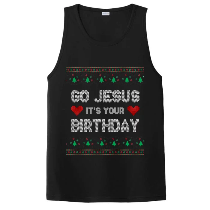 Go Jesus It's Your Birthday Ugly Christmas Party Performance Tank