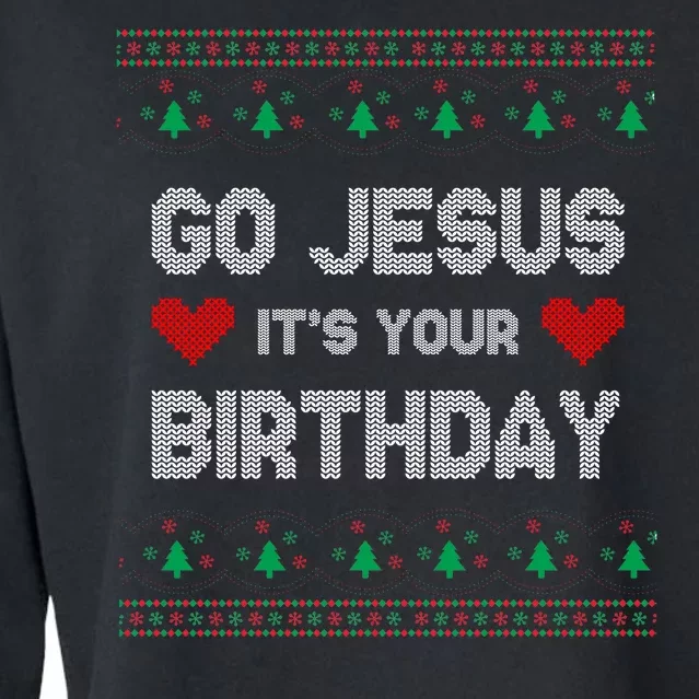 Go Jesus It's Your Birthday Ugly Christmas Party Cropped Pullover Crew