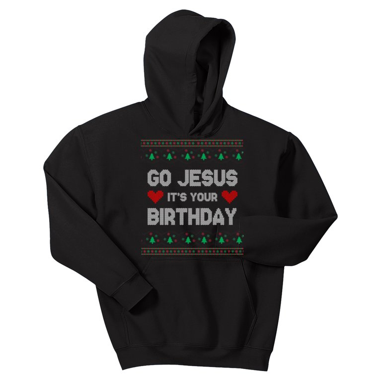 Go Jesus It's Your Birthday Ugly Christmas Party Kids Hoodie