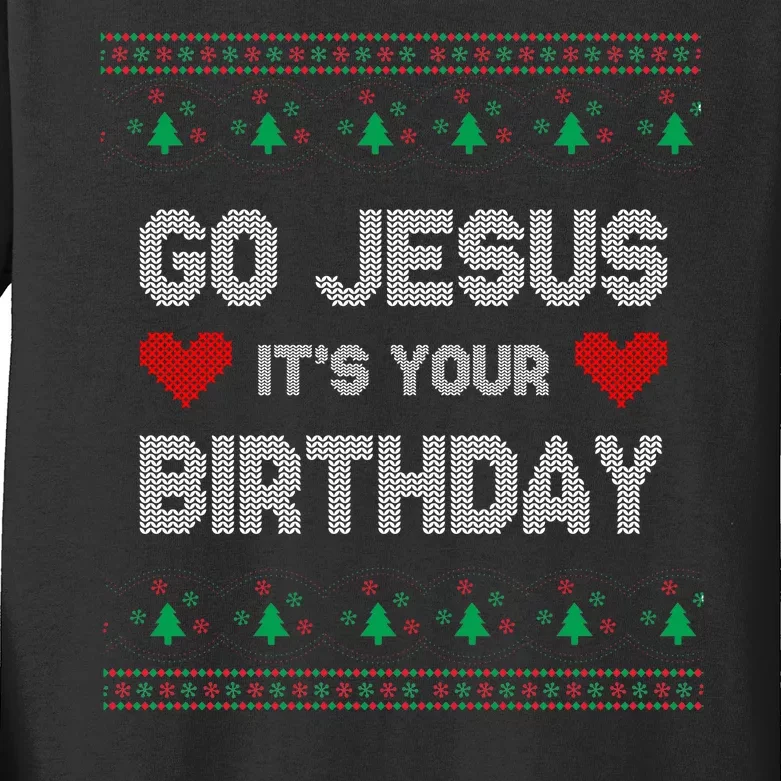 Go Jesus It's Your Birthday Ugly Christmas Party Kids Long Sleeve Shirt