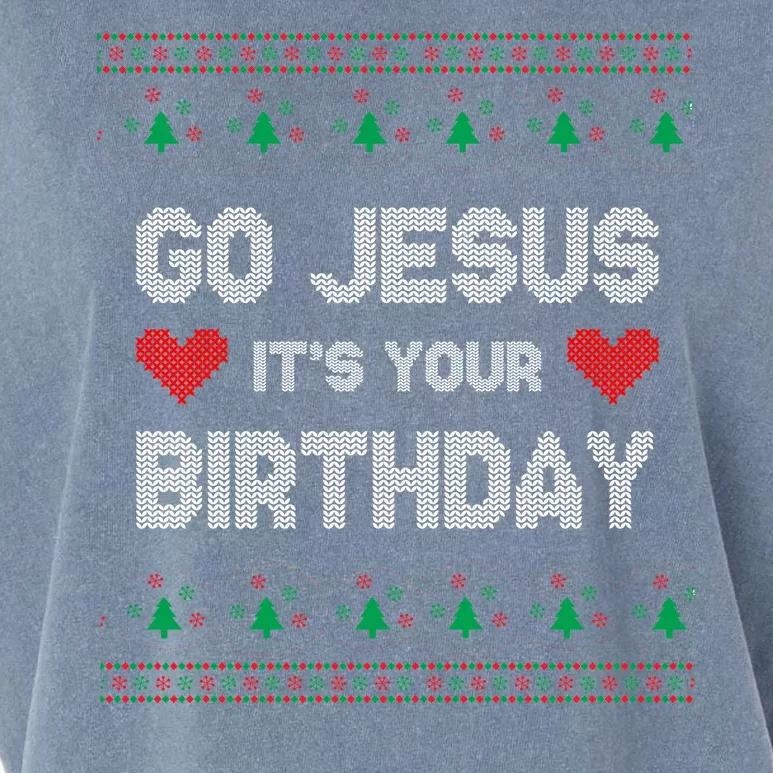 Go Jesus It's Your Birthday Ugly Christmas Party Garment-Dyed Women's Muscle Tee