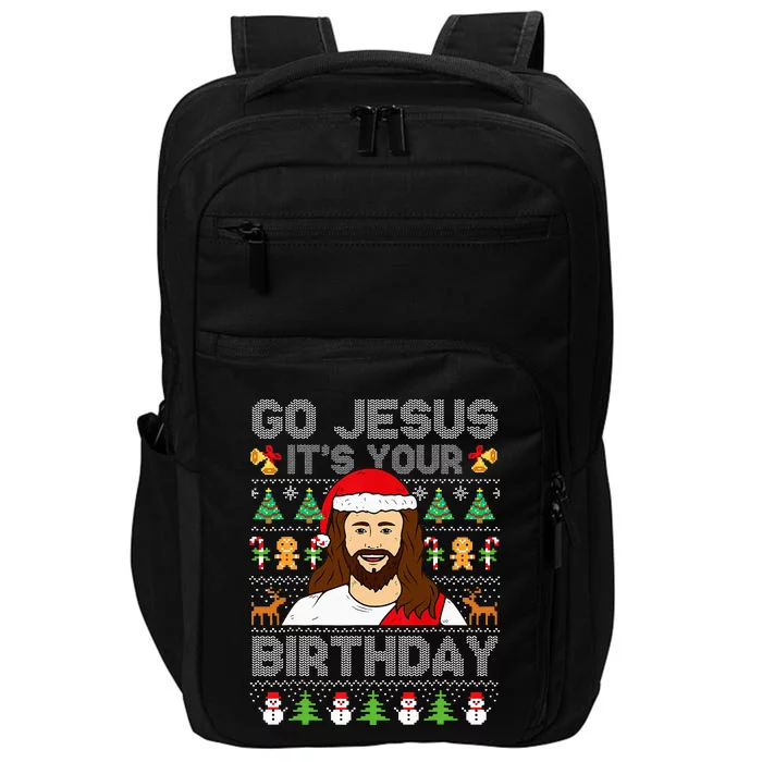 Go Jesus ItS Your Birthday Ugly Christmas Sweater Funny Impact Tech Backpack