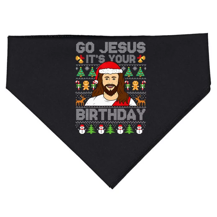 Go Jesus ItS Your Birthday Ugly Christmas Sweater USA-Made Doggie Bandana