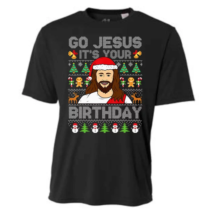 Go Jesus ItS Your Birthday Ugly Christmas Sweater Cooling Performance Crew T-Shirt