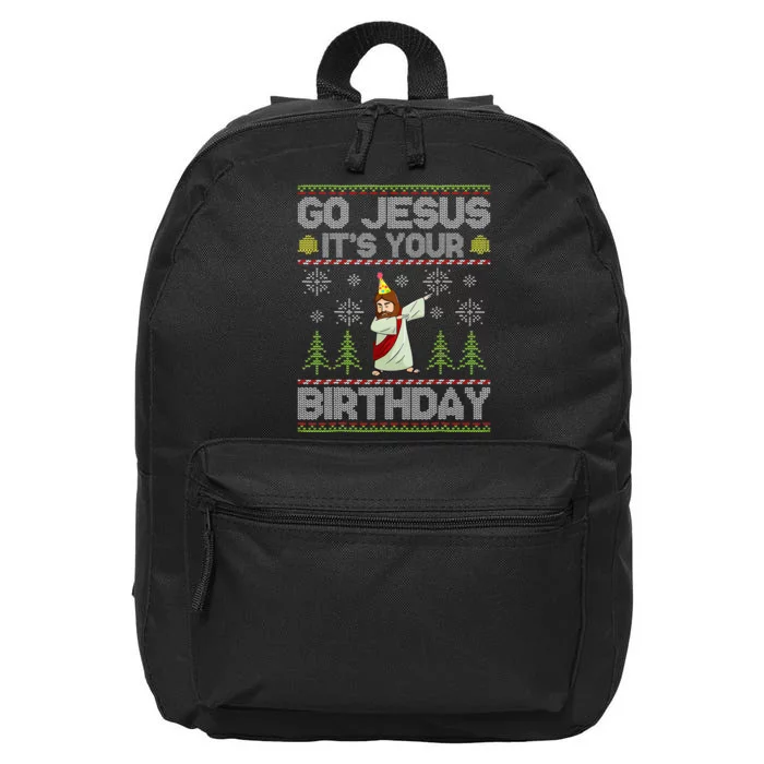 Go Jesus It's Your Birthday Ugly Christmas Sweater Funny 16 in Basic Backpack