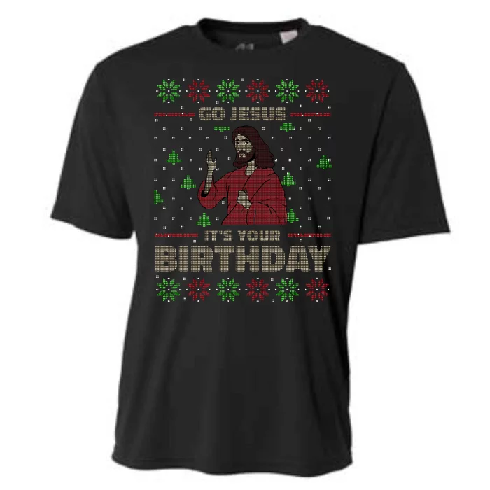 Go Jesus It's Your Birthday Christian Funny Ugly Christmas Cooling Performance Crew T-Shirt