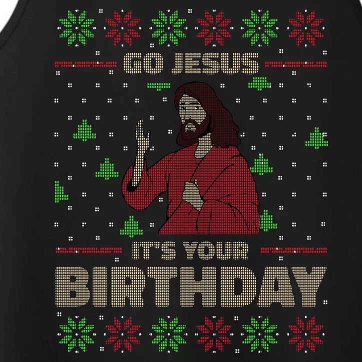 Go Jesus It's Your Birthday Christian Funny Ugly Christmas Performance Tank