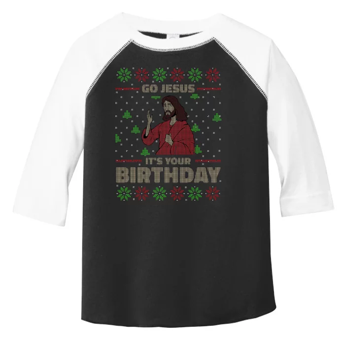 Go Jesus It's Your Birthday Christian Funny Ugly Christmas Toddler Fine Jersey T-Shirt