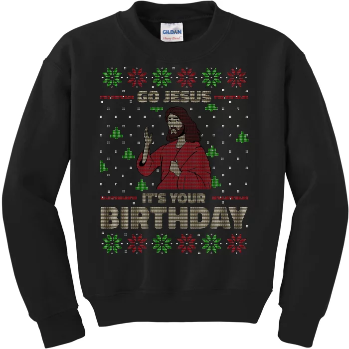 Go Jesus It's Your Birthday Christian Funny Ugly Christmas Kids Sweatshirt