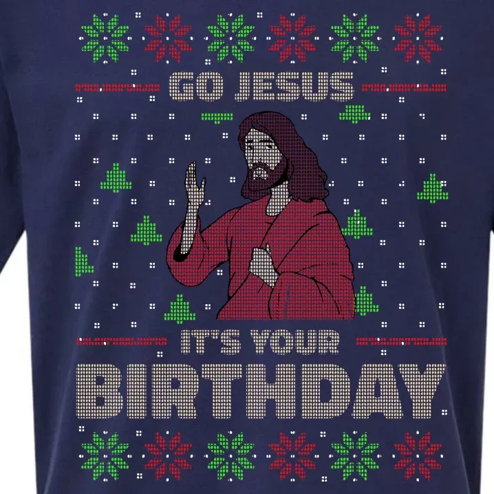 Go Jesus It's Your Birthday Christian Funny Ugly Christmas Sueded Cloud Jersey T-Shirt