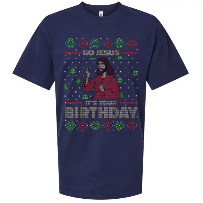 Go Jesus It's Your Birthday Christian Funny Ugly Christmas Sueded Cloud Jersey T-Shirt