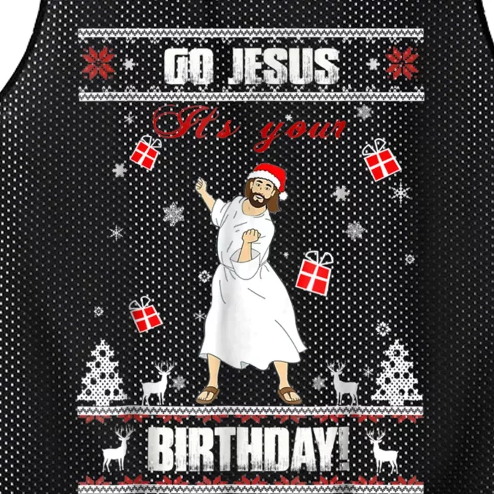 Go Jesus It's Your Birthday Ugly Christmas Party Mesh Reversible Basketball Jersey Tank