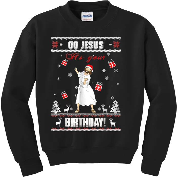 Go Jesus It's Your Birthday Ugly Christmas Party Kids Sweatshirt