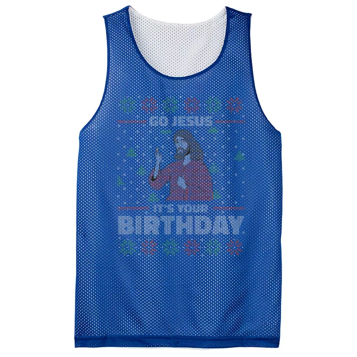 Go Jesus Its Your Birthday Funny Ugly Christmas Mesh Reversible Basketball Jersey Tank