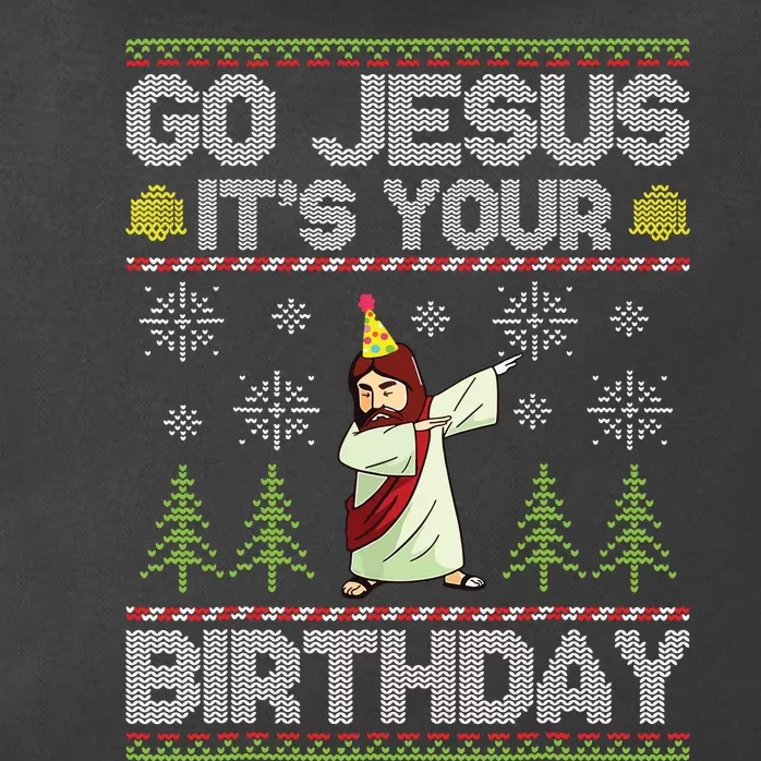 Go Jesus Its Your Birthday Ugly Christmas Sweater Funny Zip Tote Bag