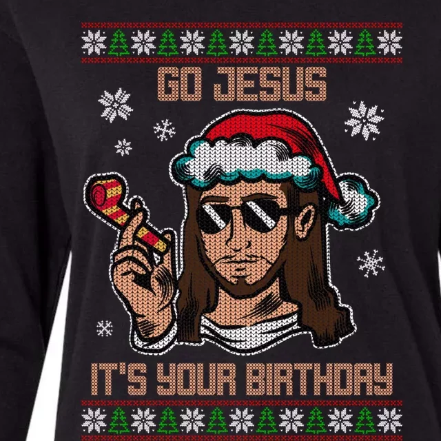 Go Jesus Its Your Birthday Ugly Christmas Womens Cotton Relaxed Long Sleeve T-Shirt