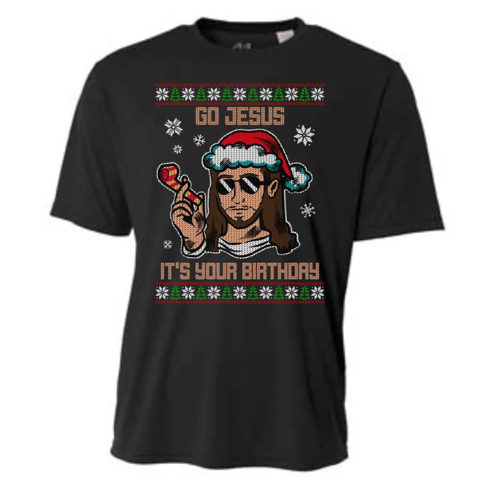 Go Jesus Its Your Birthday Ugly Christmas Cooling Performance Crew T-Shirt