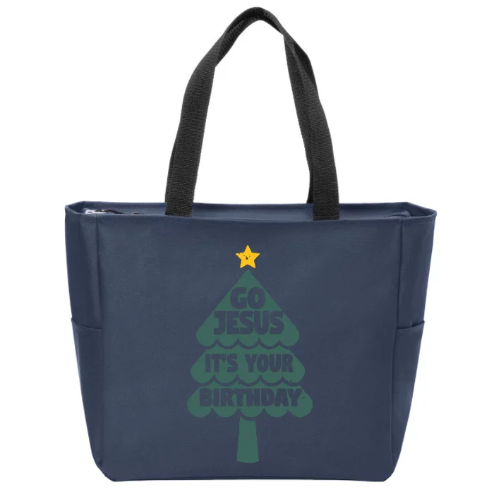 Go Jesus Its Your Birthday Shirts Funny Christmas Christian Zip Tote Bag