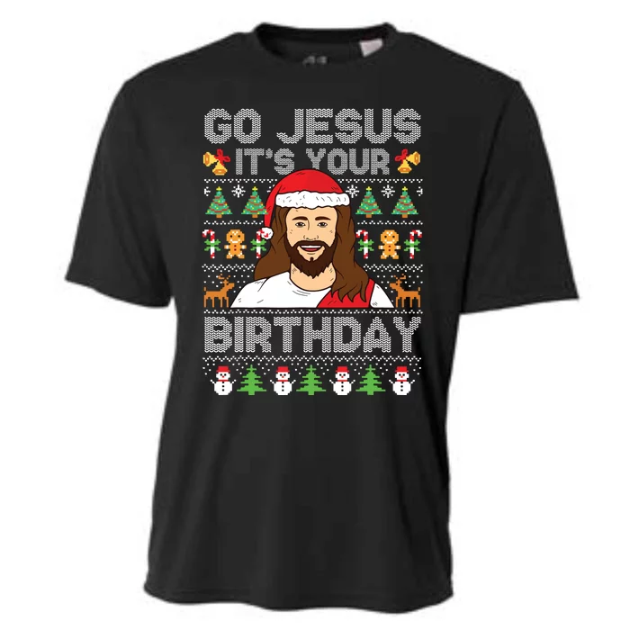 Go Jesus Its Your Birthday Ugly Christmas Sweater Funny Cooling Performance Crew T-Shirt