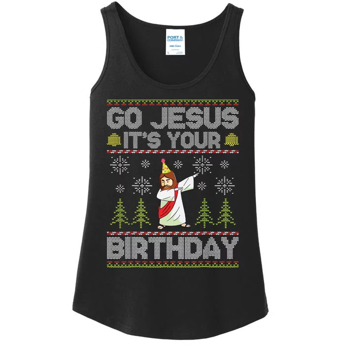 Go Jesus Its Your Birthday Ugly Christmas Sweater Funny Ladies Essential Tank