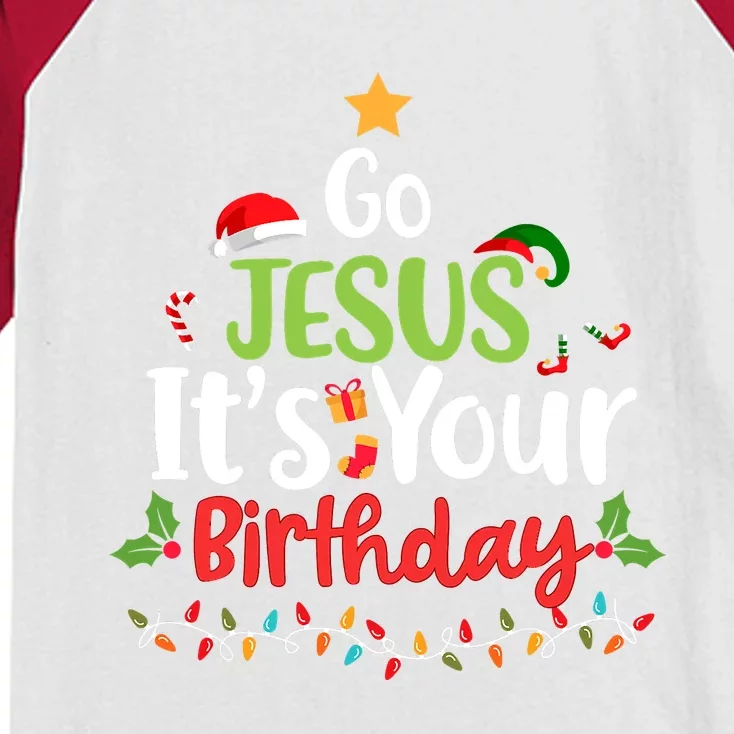 Go Jesus It's Your Birthday Funny Christmas Gifts Kids Colorblock Raglan Jersey