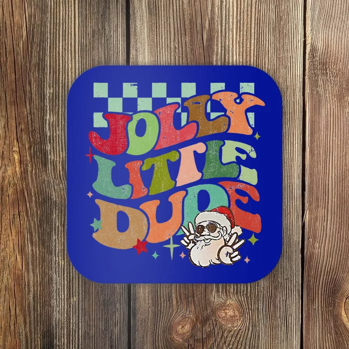 Groovy Jolly Little Dude Retro Christmas Coaster