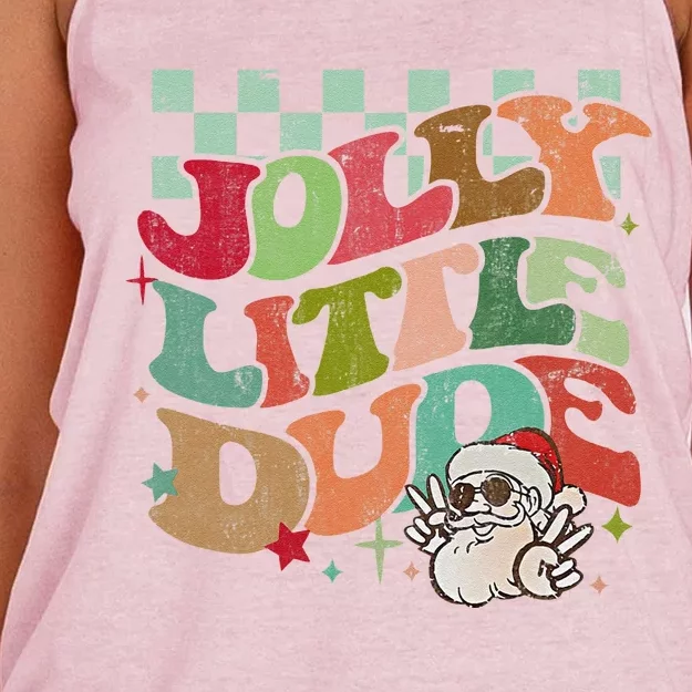 Groovy Jolly Little Dude Retro Christmas Women's Knotted Racerback Tank