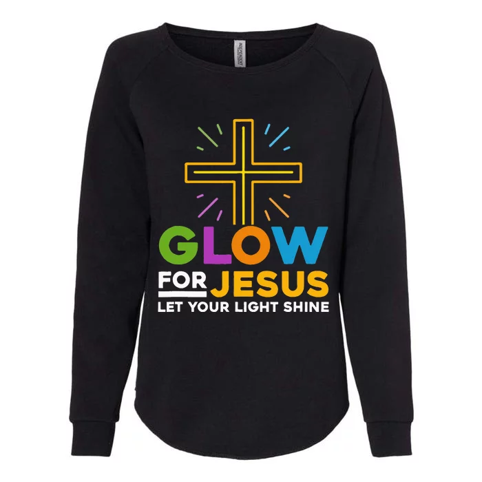 Glowfor Jesus Let Your Light Shine Faith Cross Christian Womens California Wash Sweatshirt