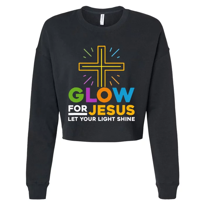 Glowfor Jesus Let Your Light Shine Faith Cross Christian Cropped Pullover Crew