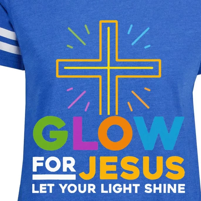 Glowfor Jesus Let Your Light Shine Faith Cross Christian Enza Ladies Jersey Football T-Shirt