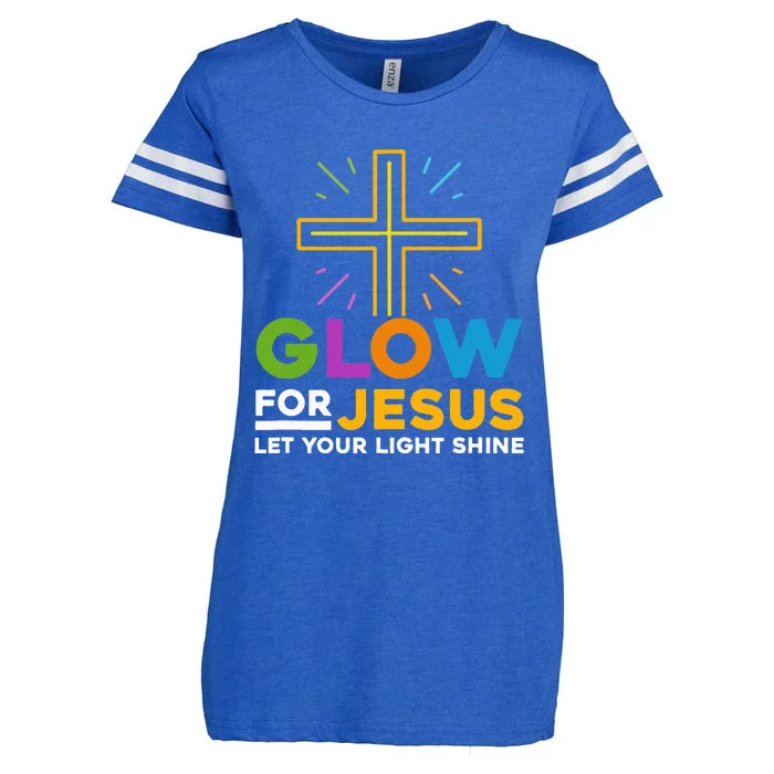 Glowfor Jesus Let Your Light Shine Faith Cross Christian Enza Ladies Jersey Football T-Shirt