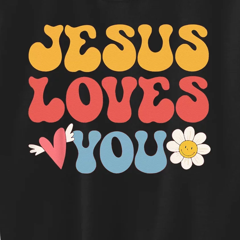 Groovy Jesus Loves You Christian 70s Hippie Kids Sweatshirt