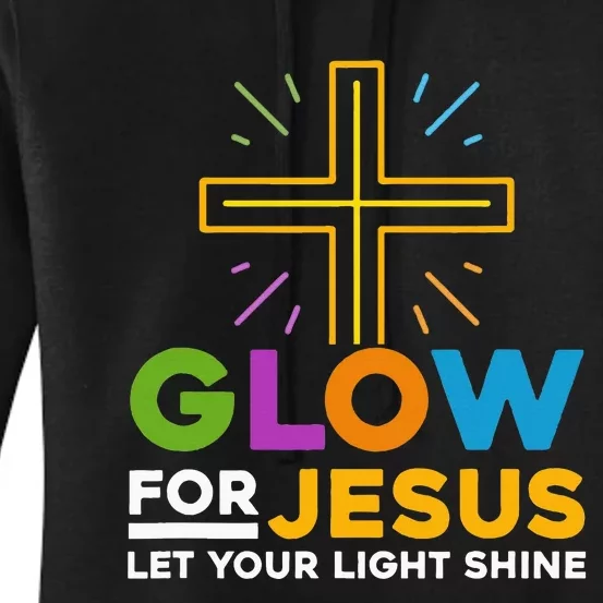 Glowfor Jesus Let Your Light Shine Faith Cross Christian Women's Pullover Hoodie