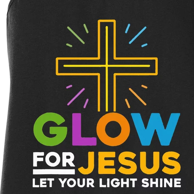 Glowfor Jesus Let Your Light Shine Faith Cross Christian Women's Racerback Tank