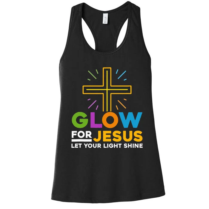 Glowfor Jesus Let Your Light Shine Faith Cross Christian Women's Racerback Tank