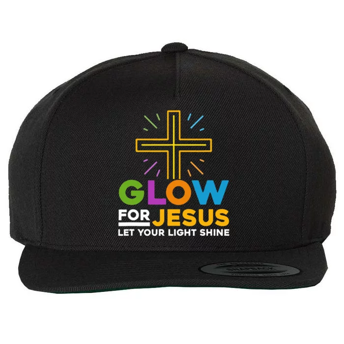 Glowfor Jesus Let Your Light Shine Faith Cross Christian Wool Snapback Cap