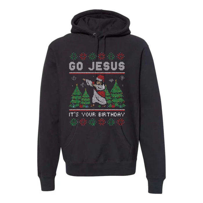 Go Jesus Love Christ Funny Ugly Christmas Jesus Premium Hoodie