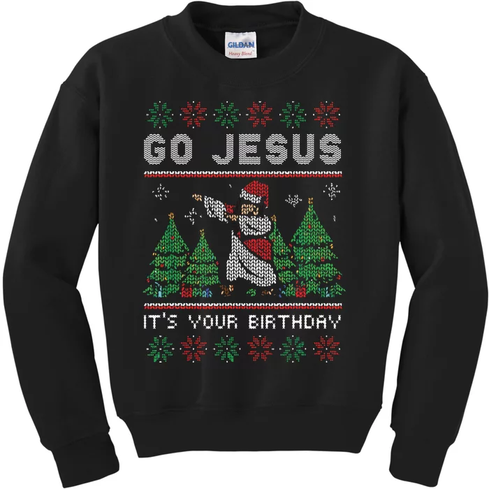 Go Jesus Love Christ Funny Ugly Christmas Jesus Kids Sweatshirt