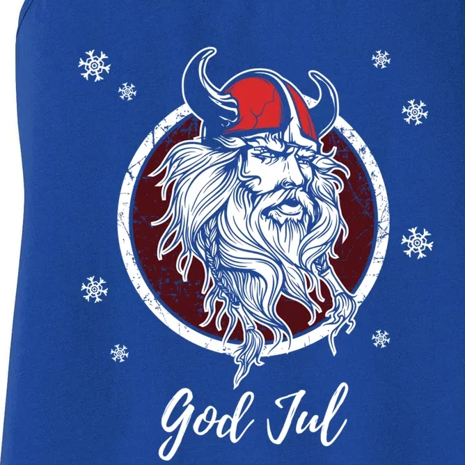 God Jul Merry Christmas Gift Norway Sweden Valhalla Viking Gift Women's Racerback Tank