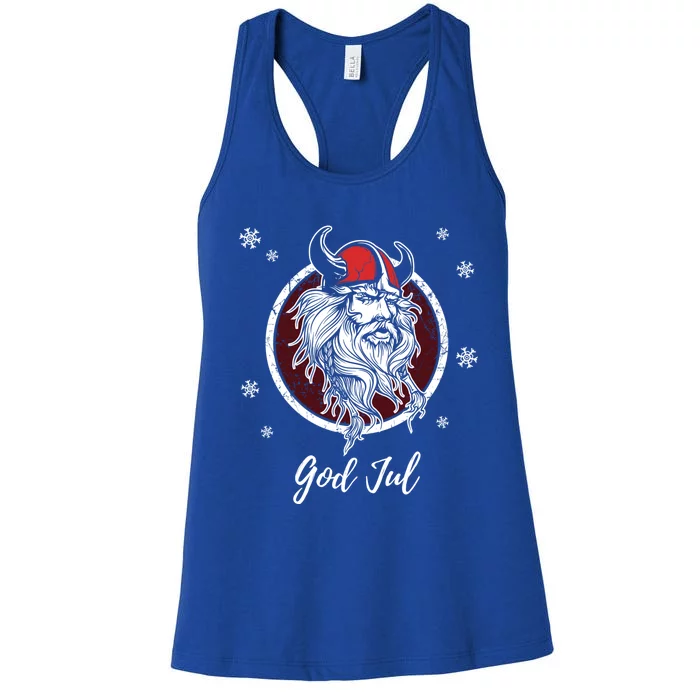 God Jul Merry Christmas Gift Norway Sweden Valhalla Viking Gift Women's Racerback Tank